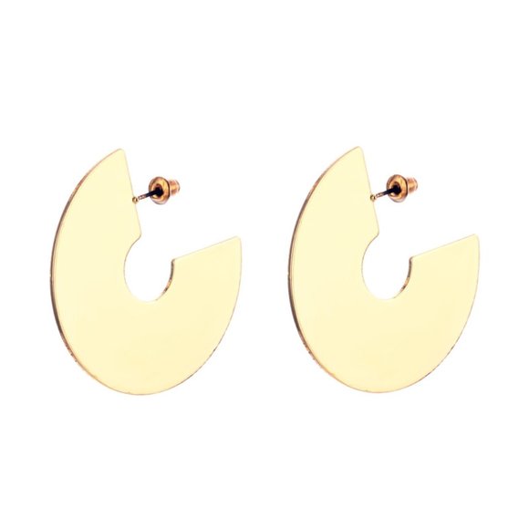 Minimalist Circle Geometric Hoop Earrings - Picture 3 of 5